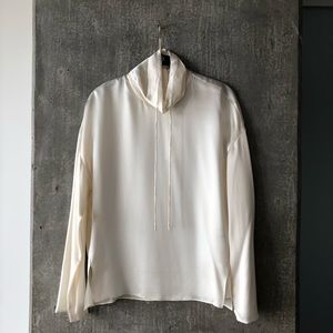 Vince 100% Silk Mock-Neck Long Sleeve Blouse